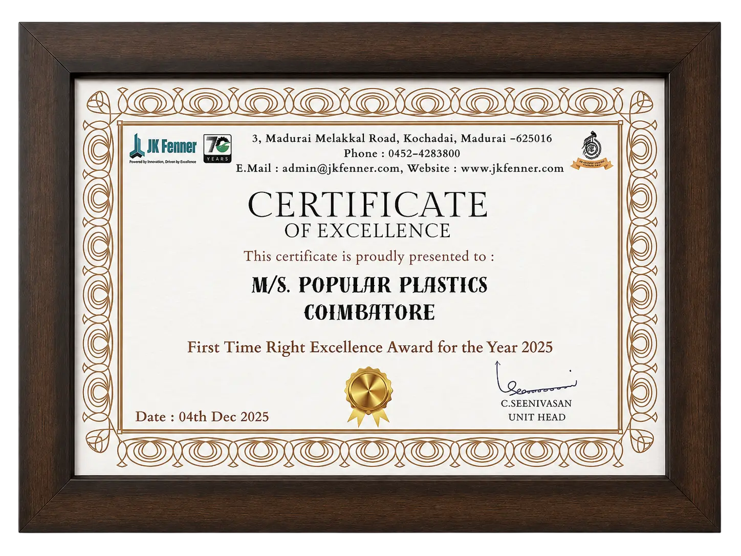 First Time Right Excellence Award – 2025